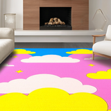 Ultra Soft Area Rug, Non Slip, Stain Resistant, Washable Area Rugs for Living Room, Bedroom, Sunny Playful Artistic Elements(Pink)
