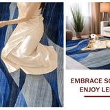 Ultra Soft Area Rug, Non Slip, Stain Resistant, Washable Area Rugs for Living Room, Bedroom, Bold Geometric Layered Visuals(Blue)