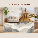 Ultra Soft Area Rug, Non Slip, Stain Resistant, Washable Area Rugs for Living Room, Bedroom, Soft Neutral Textured Layers(Beige)