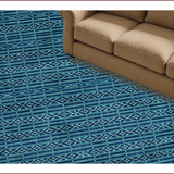 Ultra Soft Area Rug, Non Slip, Stain Resistant, Washable Area Rugs for Living Room, Bedroom, Elegant Abstract Lattice Design(Blue)