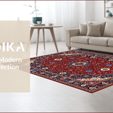 Ultra Soft Area Rug, Non Slip, Stain Resistant, Washable Area Rugs for Living Room, Bedroom, Vintage Floral Trellis Arrangement(Red)