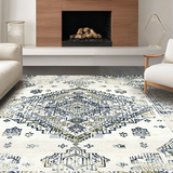 Ultra Soft Area Rug, Non Slip, Stain Resistant, Washable Area Rugs for Living Room, Bedroom, Refined Classic Tiled Arrangement(White)