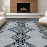 Ultra Soft Area Rug, Non Slip, Stain Resistant, Washable Area Rugs for Living Room, Bedroom, Contemporary Tribal Linear Design(Gray)
