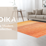 Ultra Soft Area Rug, Non Slip, Stain Resistant, Washable Area Rugs for Living Room, Bedroom, Distressed Ombre Rug with Rustic Hues and Abstract Linear Overlay Design(Orange)