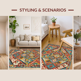 Ultra Soft Area Rug, Non Slip, Stain Resistant, Washable Area Rugs for Living Room, Bedroom, Artisan Tribal Print with Rich Hues(Orange)