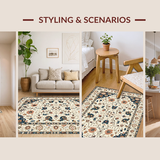 Ultra Soft Area Rug, Non Slip, Stain Resistant, Washable Area Rugs for Living Room, Bedroom, Contemporary Earthy Floral Aesthetics(Beige)
