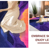 Ultra Soft Area Rug, Non Slip, Stain Resistant, Washable Area Rugs for Living Room, Bedroom, Elegant Fluid Artistic Composition(Purple)