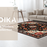 Ultra Soft Area Rug, Non Slip, Stain Resistant, Washable Area Rugs for Living Room, Bedroom, Artful Colorful Floral Arrangement(Black)