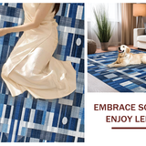 Ultra Soft Area Rug, Non Slip, Stain Resistant, Washable Area Rugs for Living Room, Bedroom, Serene Monochrome Abstract Flow(Blue)