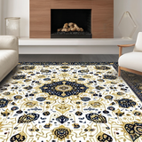 Ultra Soft Area Rug, Non Slip, Stain Resistant, Washable Area Rugs for Living Room, Bedroom, Sunny Floral Whirl(White)