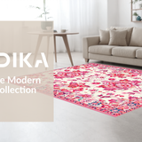 Ultra Soft Area Rug, Non Slip, Stain Resistant, Washable Area Rugs for Living Room, Bedroom, Contemporary Floral Geometry(White)