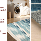 Ultra Soft Area Rug, Non Slip, Stain Resistant, Washable Area Rugs for Living Room, Bedroom, Modern Ombre Stripe Rug, Blue Abstract Design(Blue)