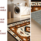 Ultra Soft Area Rug, Non Slip, Stain Resistant, Washable Area Rugs for Living Room, Bedroom, Vibrant Ethnic Symbolic Arrangement(Beige)