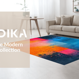 Ultra Soft Area Rug, Non Slip, Stain Resistant, Washable Area Rugs for Living Room, Bedroom, Contemporary Color Splash Design(Orange)
