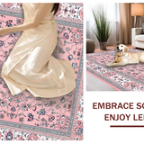 Ultra Soft Area Rug, Non Slip, Stain Resistant, Washable Area Rugs for Living Room, Bedroom, Luxurious Gray and Pink Trellis Pattern(Pink)