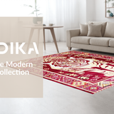 Ultra Soft Area Rug, Non Slip, Stain Resistant, Washable Area Rugs for Living Room, Bedroom, Elegant Distressed Geometric Flair(Red)
