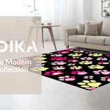 Ultra Soft Area Rug, Non Slip, Stain Resistant, Washable Area Rugs for Living Room, Bedroom, Bright Cheerful Pet Footprint Art(Black)