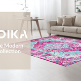 Ultra Soft Area Rug, Non Slip, Stain Resistant, Washable Area Rugs for Living Room, Bedroom, Vintage Inspired Medallion Elegance(Pink)