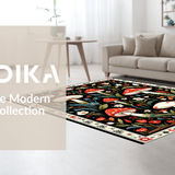 Ultra Soft Area Rug, Non Slip, Stain Resistant, Washable Area Rugs for Living Room, Bedroom, Sophisticated Abstract Nature Influence(Black)