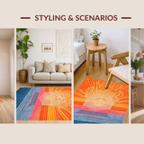 Ultra Soft Area Rug, Non Slip, Stain Resistant, Washable Area Rugs for Living Room, Bedroom, Artistic Round Design with Radiance(Orange)