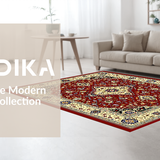 Ultra Soft Area Rug, Non Slip, Stain Resistant, Washable Area Rugs for Living Room, Bedroom, Intricate Vintage Damask Style(Red)
