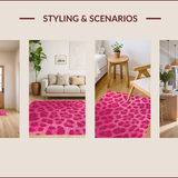 Ultra Soft Area Rug, Non Slip, Stain Resistant, Washable Area Rugs for Living Room, Bedroom, Cute Pink Leopard Print Playroom Rug(Pink)