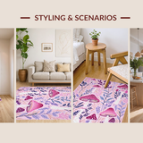 Ultra Soft Area Rug, Non Slip, Stain Resistant, Washable Area Rugs for Living Room, Bedroom, Charming Nature-Inspired Soft Textures(Pink)
