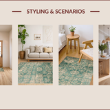 Ultra Soft Area Rug, Non Slip, Stain Resistant, Washable Area Rugs for Living Room, Bedroom, Rustic Geometric Soft Textures(Green)
