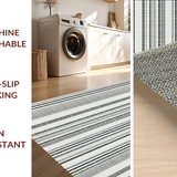Ultra Soft Area Rug, Non Slip, Stain Resistant, Washable Area Rugs for Living Room, Bedroom, Sleek Striped Contrast Rug Featuring Crisp Black and White Linear Layers(Black)