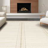 Ultra Soft Area Rug, Non Slip, Stain Resistant, Washable Area Rugs for Living Room, Bedroom, Timeless Scalloped Edge Elegance(Beige)