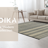 Ultra Soft Area Rug, Non Slip, Stain Resistant, Washable Area Rugs for Living Room, Bedroom, Rustic Neutral Striped Harmony(Gray)