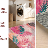 Ultra Soft Area Rug, Non Slip, Stain Resistant, Washable Area Rugs for Living Room, Bedroom, Tropical Tribal Ethnic Motif(Pink)