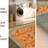 Ultra Soft Area Rug, Non Slip, Stain Resistant, Washable Area Rugs for Living Room, Bedroom, Vibrant Multi-Color Floral Elegance(Orange)