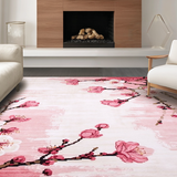 Ultra Soft Area Rug, Non Slip, Stain Resistant, Washable Area Rugs for Living Room, Bedroom, Delicate Botanical Blossom Pattern(Pink)