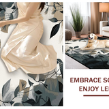Ultra Soft Area Rug, Non Slip, Stain Resistant, Washable Area Rugs for Living Room, Bedroom, Minimalist Elegant Leaf Arrangement(Gray)