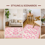 Ultra Soft Area Rug, Non Slip, Stain Resistant, Washable Area Rugs for Living Room, Bedroom, Sublime Cozy Floral Aesthetic(White)