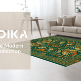 Ultra Soft Area Rug, Non Slip, Stain Resistant, Washable Area Rugs for Living Room, Bedroom, Vintage Animal Print Aesthetic(Green)