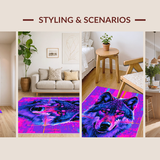 Ultra Soft Area Rug, Non Slip, Stain Resistant, Washable Area Rugs for Living Room, Bedroom, Vibrant Wildlife Art Deco Style(Purple)
