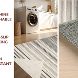 Ultra Soft Area Rug, Non Slip, Stain Resistant, Washable Area Rugs for Living Room, Bedroom, Rustic Striped Earth Tone Elegance(Beige)