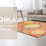 Ultra Soft Area Rug, Non Slip, Stain Resistant, Washable Area Rugs for Living Room, Bedroom, Eclectic Earthy Sunburst Aesthetic(Orange)
