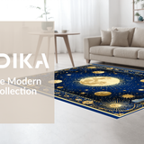 Ultra Soft Area Rug, Non Slip, Stain Resistant, Washable Area Rugs for Living Room, Bedroom, Radiant Sun and Moon Harmony(Blue)