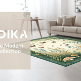 Ultra Soft Area Rug, Non Slip, Stain Resistant, Washable Area Rugs for Living Room, Bedroom, Vibrant Insect Floral Fusion(Green)