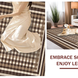 Ultra Soft Area Rug, Non Slip, Stain Resistant, Washable Area Rugs for Living Room, Bedroom, Artful Subtle Checkered Composition(Brown)
