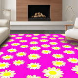 Ultra Soft Area Rug, Non Slip, Stain Resistant, Washable Area Rugs for Living Room, Bedroom, Cute Minimalist Bloom Design(Pink)