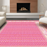 Ultra Soft Area Rug, Non Slip, Stain Resistant, Washable Area Rugs for Living Room, Bedroom, Minimalist Cream and Pink Harmony(Pink)