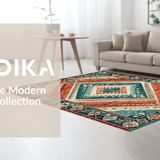 Ultra Soft Area Rug, Non Slip, Stain Resistant, Washable Area Rugs for Living Room, Bedroom, Contemporary Geometric Pattern Fusion(Red)