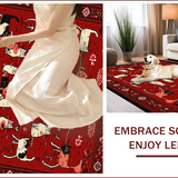 Ultra Soft Area Rug, Non Slip, Stain Resistant, Washable Area Rugs for Living Room, Bedroom, Red Bandana Cat Rug Playful Pet-Friendly Indoor Bathroom Carpet(Red)