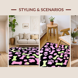 Ultra Soft Area Rug, Non Slip, Stain Resistant, Washable Area Rugs for Living Room, Bedroom, Charming Fun Dog Theme Aesthetic(Pink)