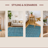Ultra Soft Area Rug, Non Slip, Stain Resistant, Washable Area Rugs for Living Room, Bedroom, Vibrant Modern Trellis Aesthetic(Blue)