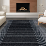 Ultra Soft Area Rug, Non Slip, Stain Resistant, Washable Area Rugs for Living Room, Bedroom, Sophisticated Neutral Ogee Style(Black)
